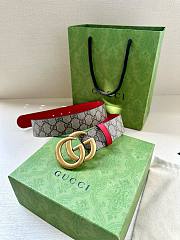 Bagsaaa Gucci Belt In Beige Ebony and Red - 3.8cm - 2