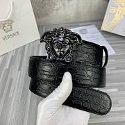 Bagsaaa Versace Black Croc 'La Medusa' Belt - 3.8cm - 1