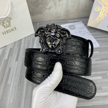 Bagsaaa Versace Black Croc 'La Medusa' Belt - 3.8cm