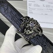 Bagsaaa Versace Black Croc 'La Medusa' Belt - 3.8cm - 3
