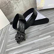 Bagsaaa Versace Black Croc 'La Medusa' Belt - 3.8cm - 6
