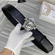 	 Bagsaaa Versace Black & Silver Croc 'La Medusa' Belt - 3.8cm - 2
