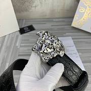 	 Bagsaaa Versace Black & Silver Croc 'La Medusa' Belt - 3.8cm - 3