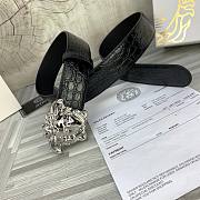 	 Bagsaaa Versace Black & Silver Croc 'La Medusa' Belt - 3.8cm - 5