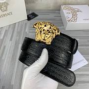 	 Bagsaaa Versace Black & Gold Croc 'La Medusa' Belt - 3.8cm - 1