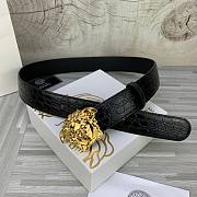 	 Bagsaaa Versace Black & Gold Croc 'La Medusa' Belt - 3.8cm - 2
