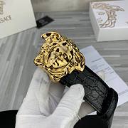 	 Bagsaaa Versace Black & Gold Croc 'La Medusa' Belt - 3.8cm - 3