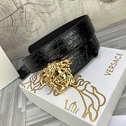 	 Bagsaaa Versace Black & Gold Croc 'La Medusa' Belt - 3.8cm - 5