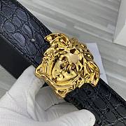 	 Bagsaaa Versace Black & Gold Croc 'La Medusa' Belt - 3.8cm - 6