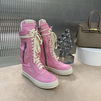 Bagsaaa Rick Owens Pink Leather Sneaker Boots