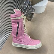 Bagsaaa Rick Owens Pink Leather Sneaker Boots - 4