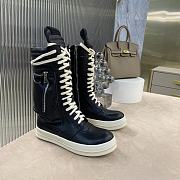 	 Bagsaaa Rick Owens Black Leather Sneaker Boots - 1
