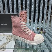 Bagsaaa Rick Owens Pony Hair High-Top Leather Sneakers pink - 4