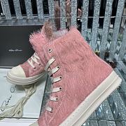 Bagsaaa Rick Owens Pony Hair High-Top Leather Sneakers pink - 2