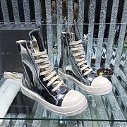 	 Bagsaaa Rick Owens High-Top Leather Sneakers In Silver - 6
