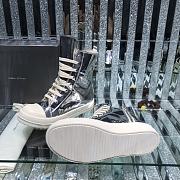 	 Bagsaaa Rick Owens High-Top Leather Sneakers In Silver - 3