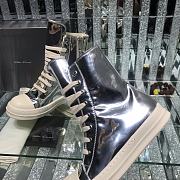 	 Bagsaaa Rick Owens High-Top Leather Sneakers In Silver - 2