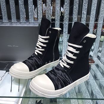 Bagsaaa Rick Owens High-Top Sneakers With Nylon Toe In Black