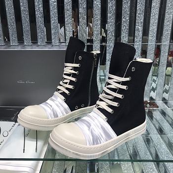 Bagsaaa Rick Owens High-Top Sneakers With Nylon Toe In White