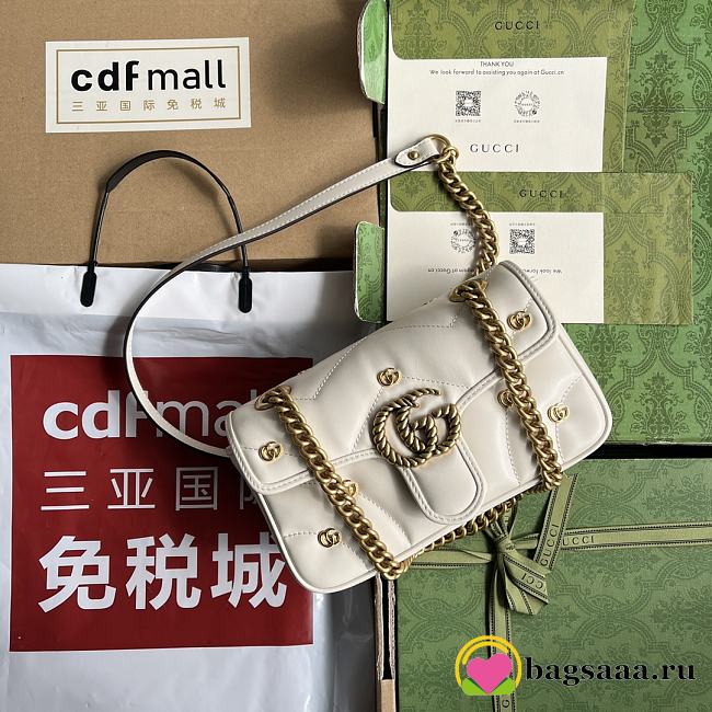 	 Bagsaaa Gucci Mini Marmont White Leather - 22*13*6cm - 1