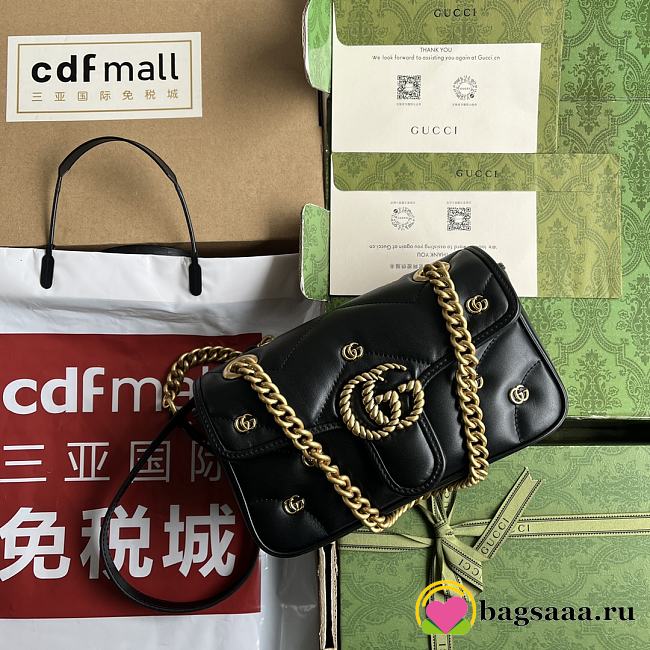 	 Bagsaaa Gucci Mini Marmont Black Leather - 22*13*6cm - 1