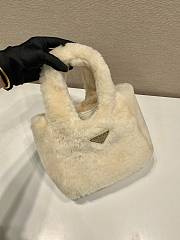 Bagsaaa Prada Ecru Shearling Mini Handbag In Beige - 18x15.5x10cm - 5
