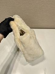 Bagsaaa Prada Ecru Shearling Mini Handbag In Beige - 18x15.5x10cm - 3