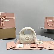 	 Bagsaaa Miumiu Wander shearling hobo bag with leather in ivory - 17.5*5.5*14cm - 1