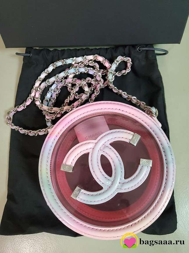 Bagsaaa Chanel Multicolor Patent Calfskin and PVC Filigree Round Clutch with Chain Silver Hardware - 12x12x5.5cm - 1