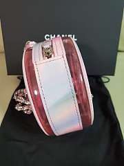 Bagsaaa Chanel Multicolor Patent Calfskin and PVC Filigree Round Clutch with Chain Silver Hardware - 12x12x5.5cm - 5