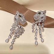 Bagsaaa Cartier Panther Silver Zircon Onyx Emerald & Emerald Earrings - 3