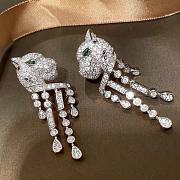 Bagsaaa Cartier Panther Silver Zircon Onyx Emerald & Emerald Earrings - 2