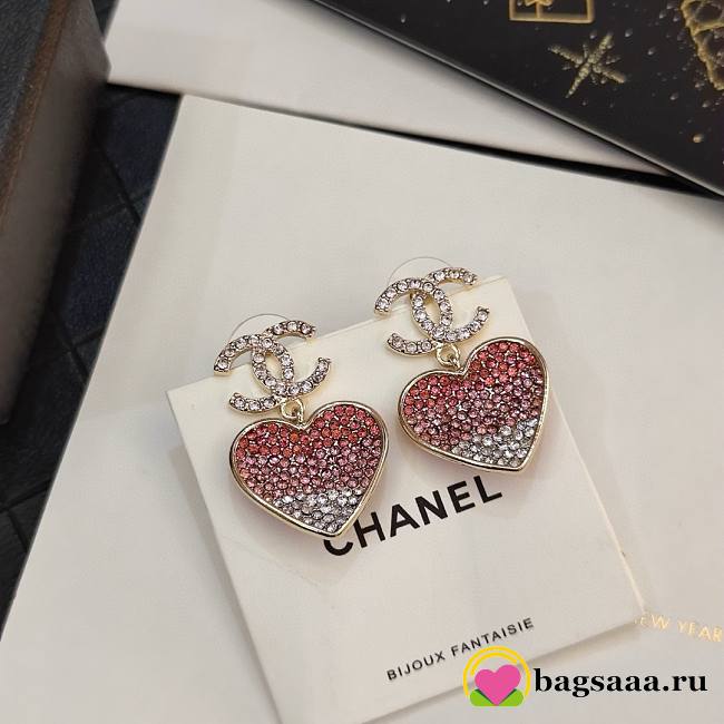Bagsaaa Heart Pink Drop Earrings - 1