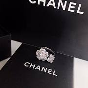 Bagsaaa Chanel Flower Crystal Silver Ring - 6