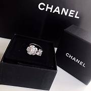 Bagsaaa Chanel Flower Crystal Silver Ring - 3