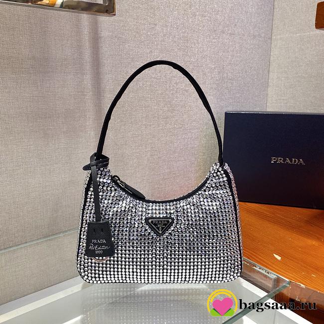 Bagsaaa Prada Satin mini-bag with crystals in black - 22x17x6cm - 1