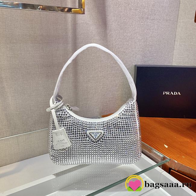 	 Bagsaaa Prada Satin mini-bag with crystals in white - 22x17x6cm - 1