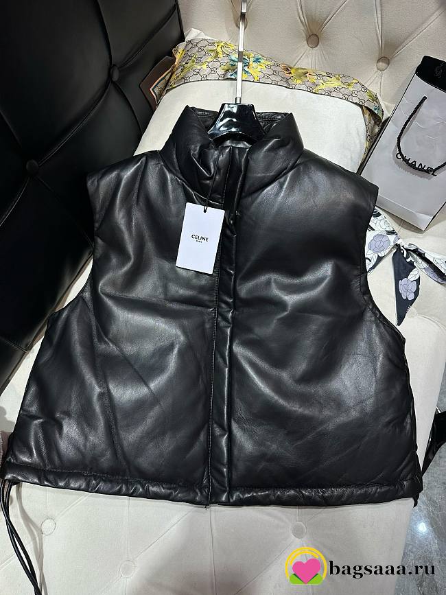 Bagsaaa Celine Leather Down Black Jacket - 1