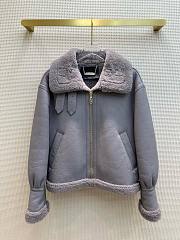 Bagsaaa Fendi Biker Leather Jacket In Grey - 1