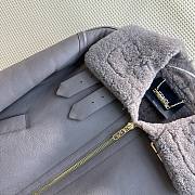 Bagsaaa Fendi Biker Leather Jacket In Grey - 2