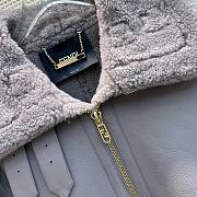 Bagsaaa Fendi Biker Leather Jacket In Grey - 4