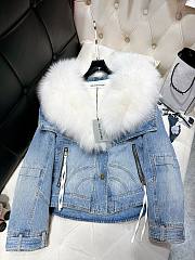 	 Bagsaaa Balenciaga Biker Jacket Denim With Shearling 02 - 1