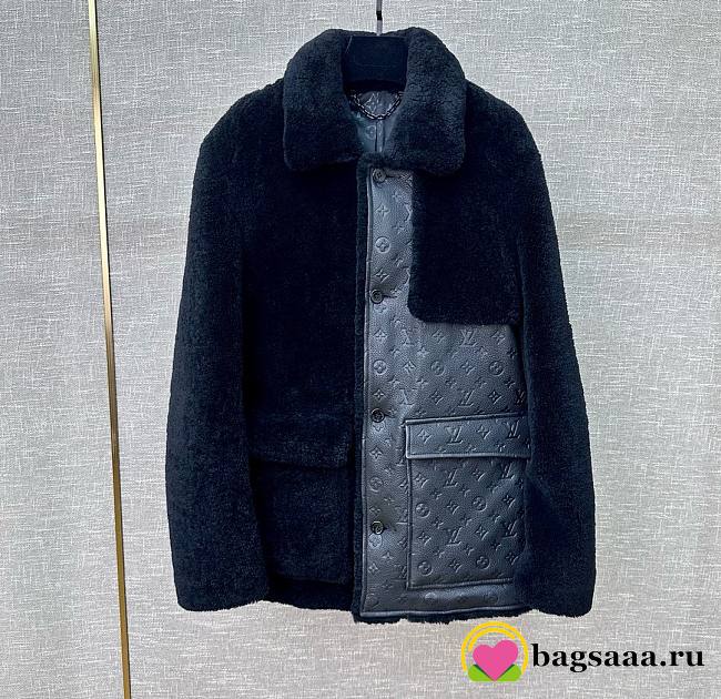 Bagsaaa Louis Vuitton Leather and Shearling Jacket In Black - 1