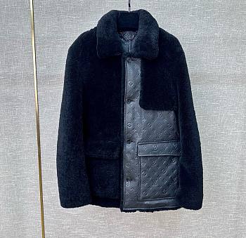 Bagsaaa Louis Vuitton Leather and Shearling Jacket In Black