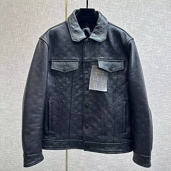 	 Bagsaaa Louis Vuitton Monogram Leather Jacket in black