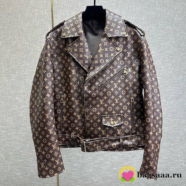 Bagsaaa Louis Vuitton Biker Leather Monogram Jacket In Brown - 1