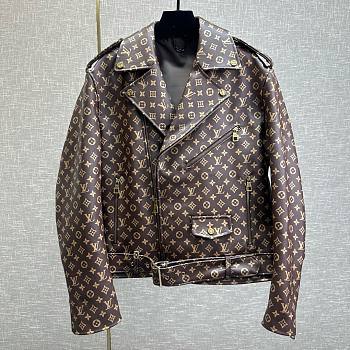 Bagsaaa Louis Vuitton Biker Leather Monogram Jacket In Brown