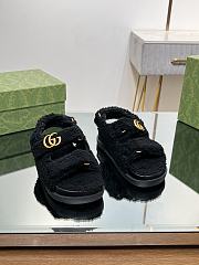 Bagsaaa Gucci Black Shearling Sandals - 3