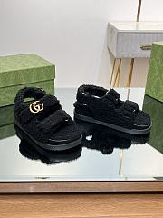 Bagsaaa Gucci Black Shearling Sandals - 2