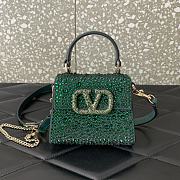 	 Bagsaaa Valentino Mini Vsling Bag With Sparkling Embroidery In Green - 13.5cm - 1